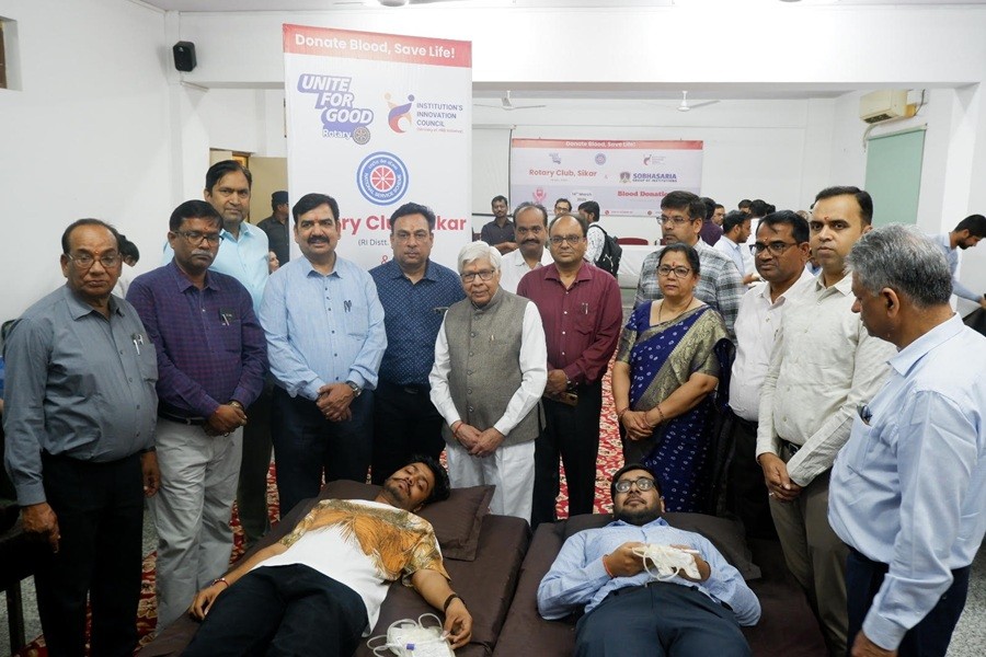 Blood Donation Camp Organized at Sobhasaria Group of Institutions, Sikar